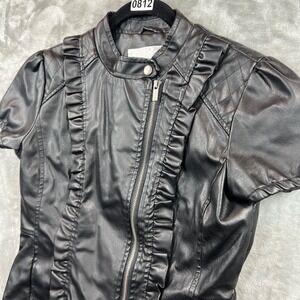 Wet Seal Zip Front Faux Leather Shirt